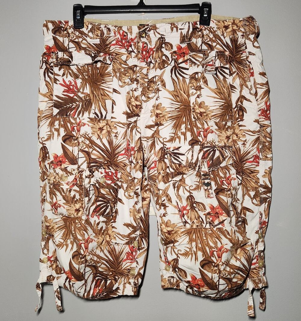 Vtg Y2K Sean John Men's Size 42 Cargo Capri Shorts Tropical Floral *Read